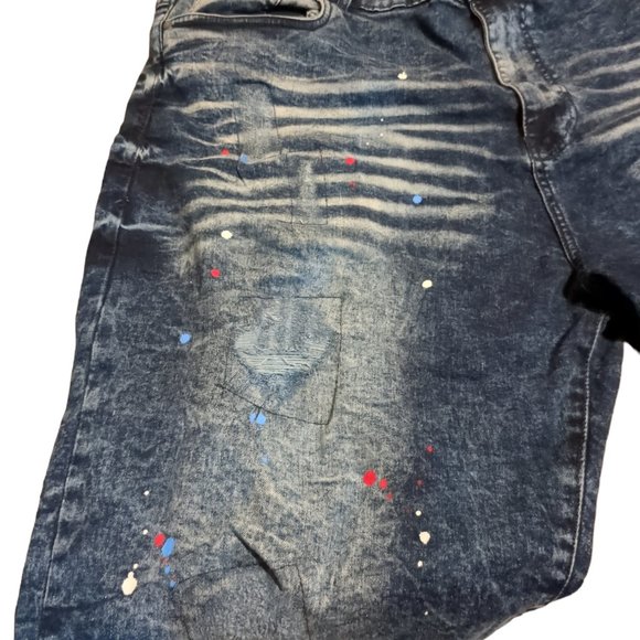 NWT's Men's Size 46 Dash American Designers Jean Shorts With Color Splatter Jort - Picture 3 of 3